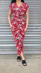 Tiger striped ruched dress