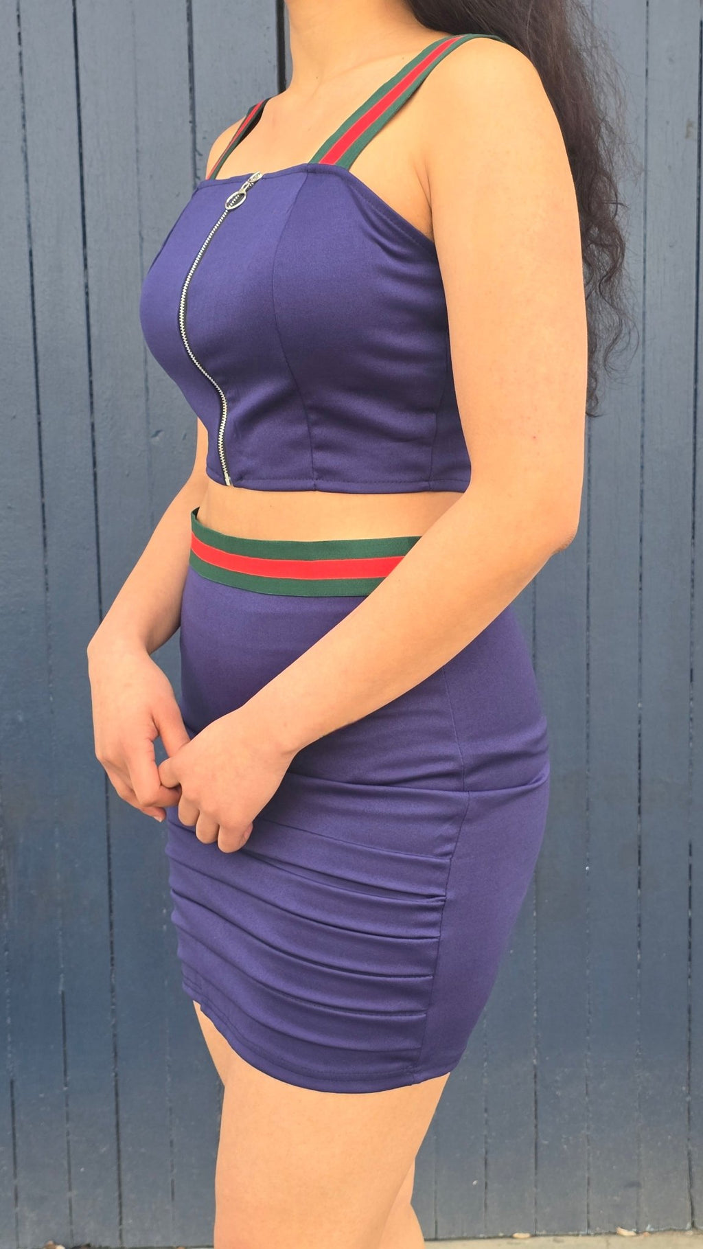 Stripe Crop Top Hollow Out Two Piece Outfits