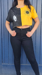 Sun and moon two toned crop top