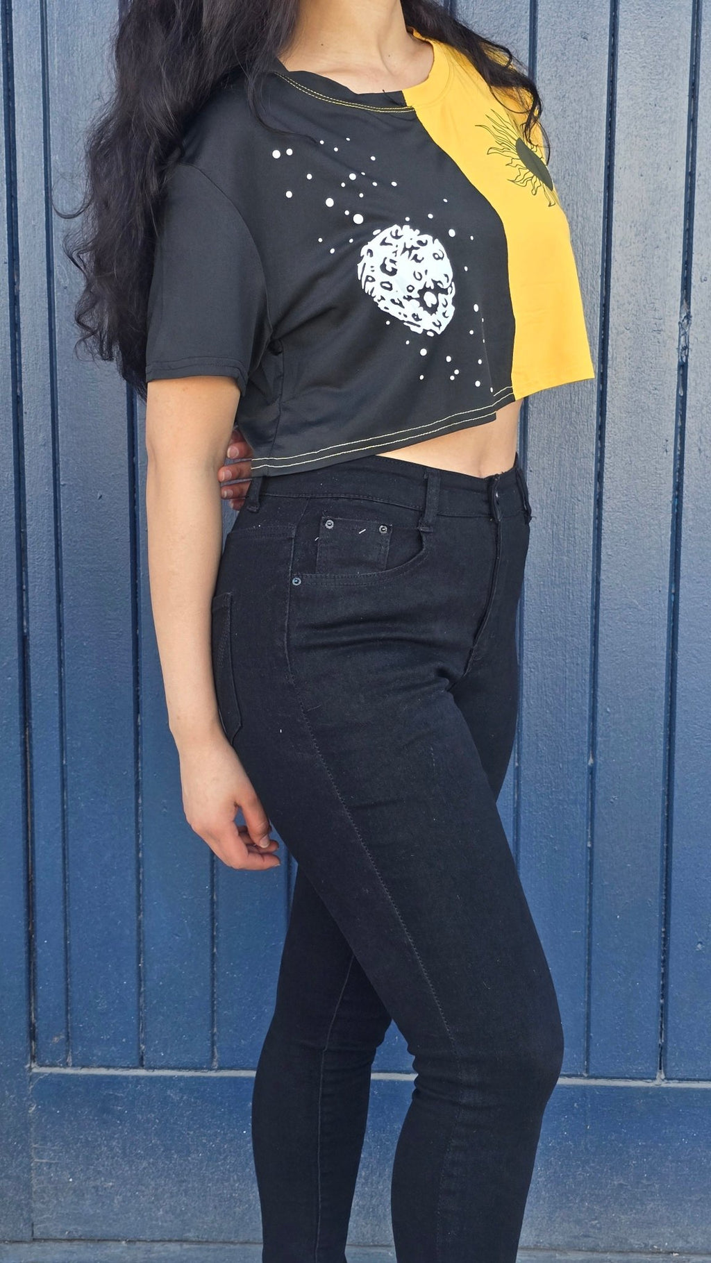 Sun and moon two toned crop top