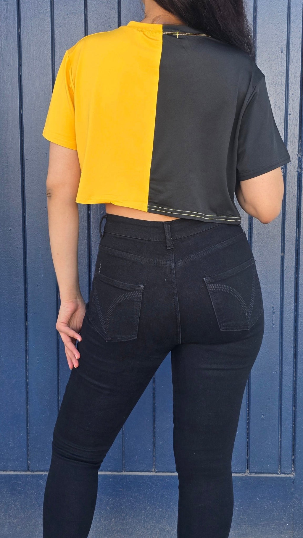 Sun and moon two toned crop top