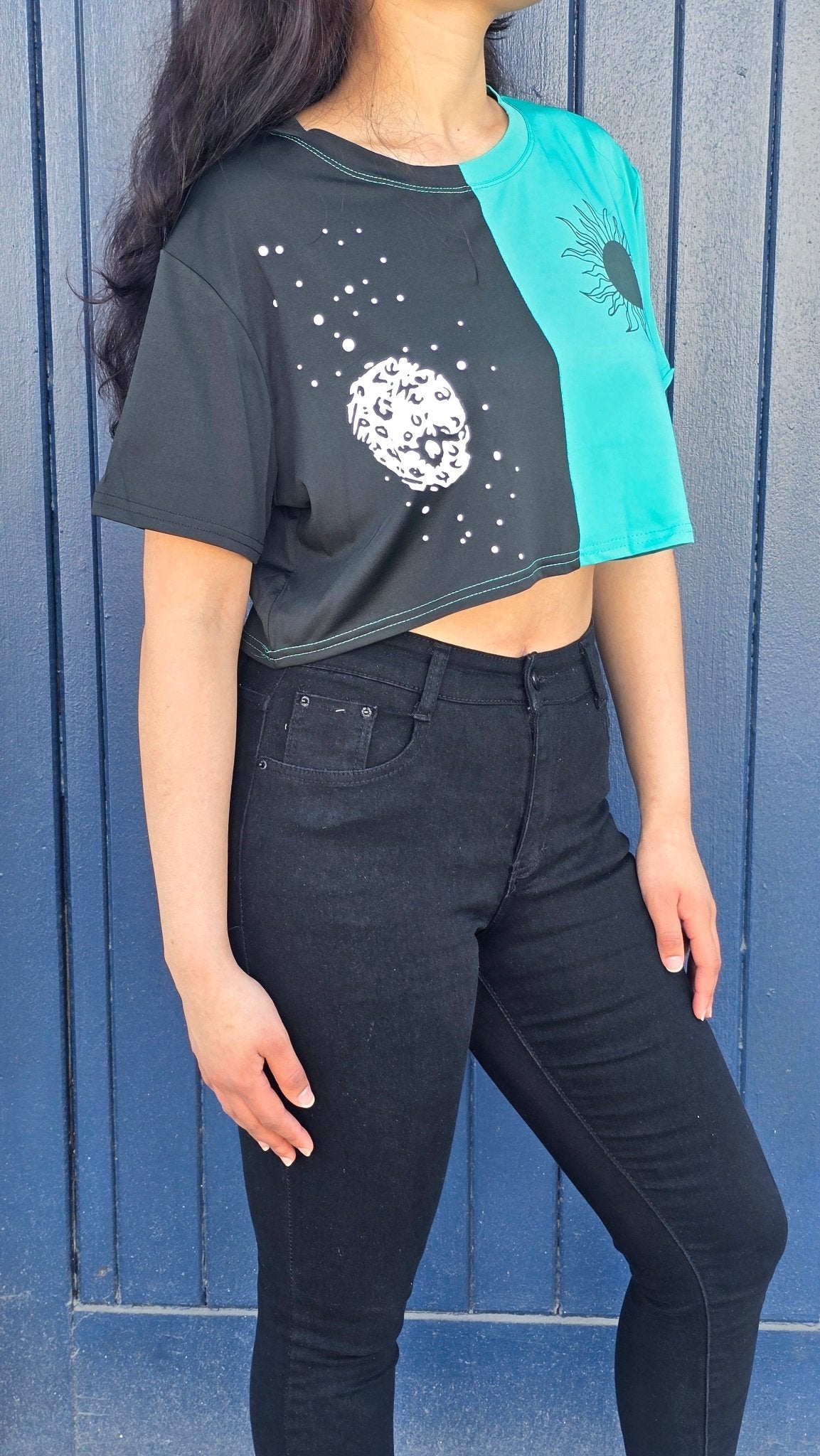 Sun and moon two toned crop top