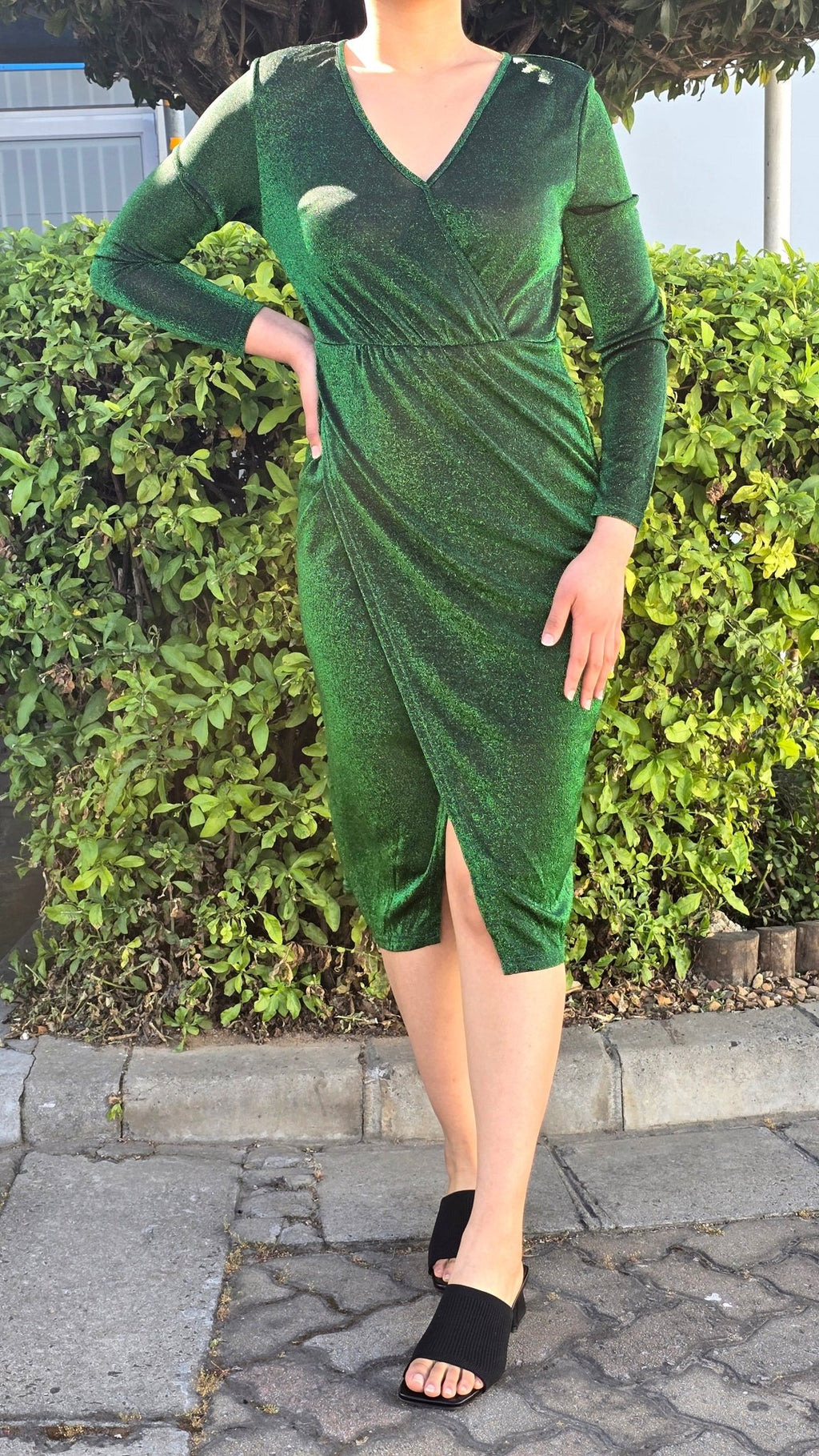 Radiant Beauty  Glittering Wrap Dress for Ultimate Glam