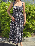 Square-Neck Floral Maxi Sundress