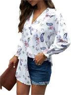 Patterned Frilled Long Sleeve Shirt – Elegant & Stylish Blouse
