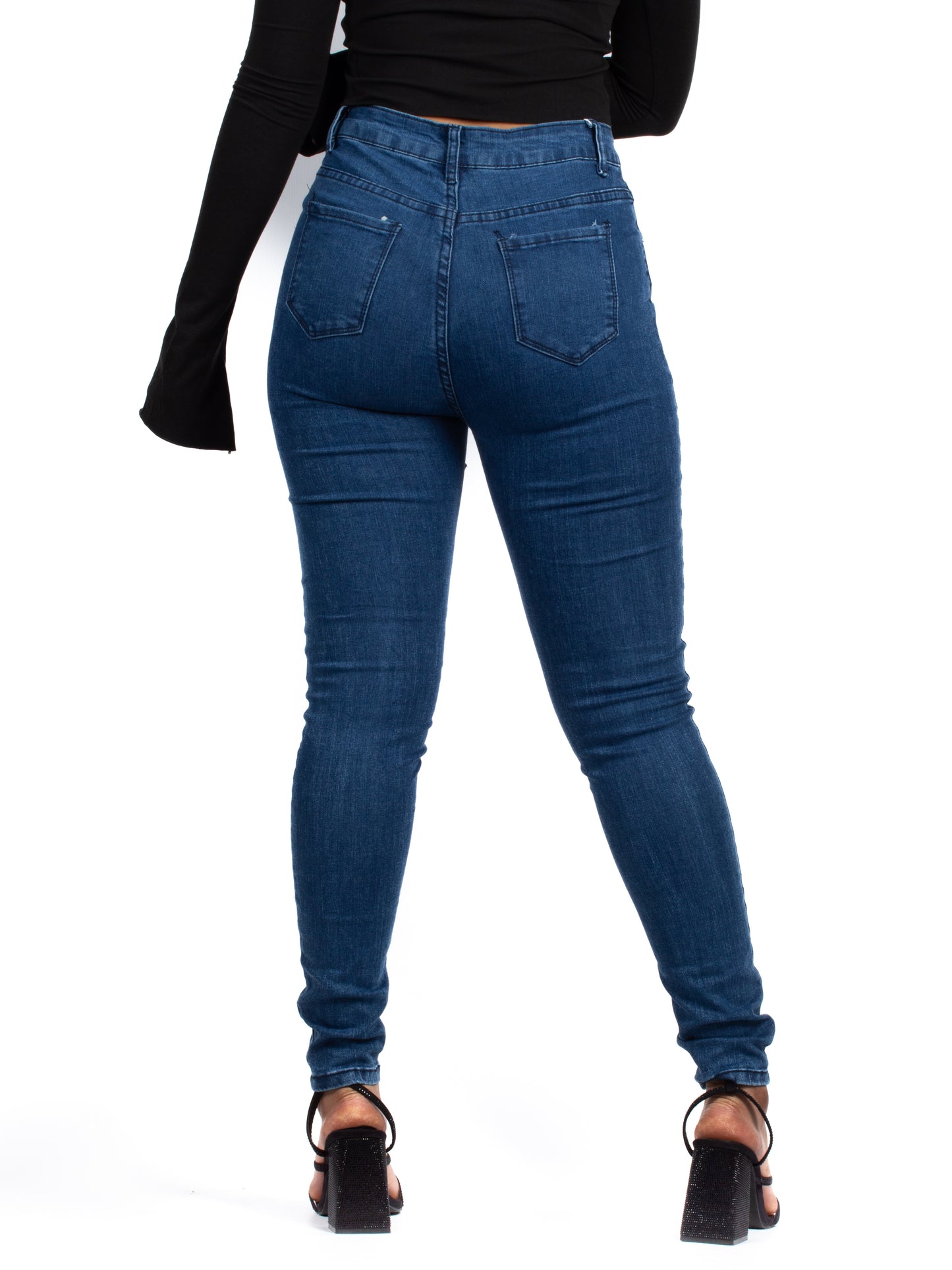 Button Dark Blue Skinny Jeans ST6