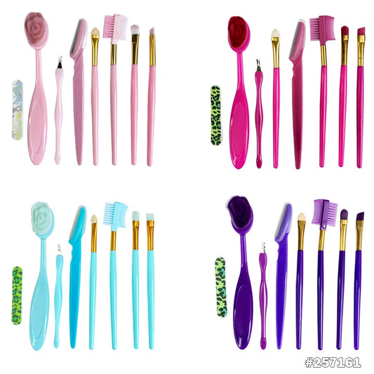 Makeup Brush Set – 7pc Assorted Colours (Random) - No nail file