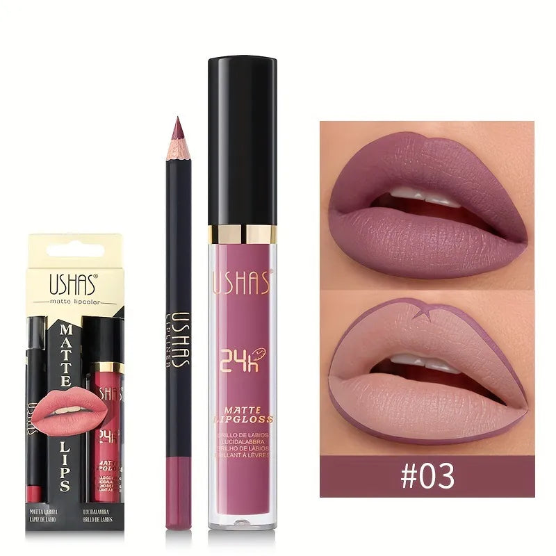 Ushas Matte Lip Stick and Lip Pencil Set