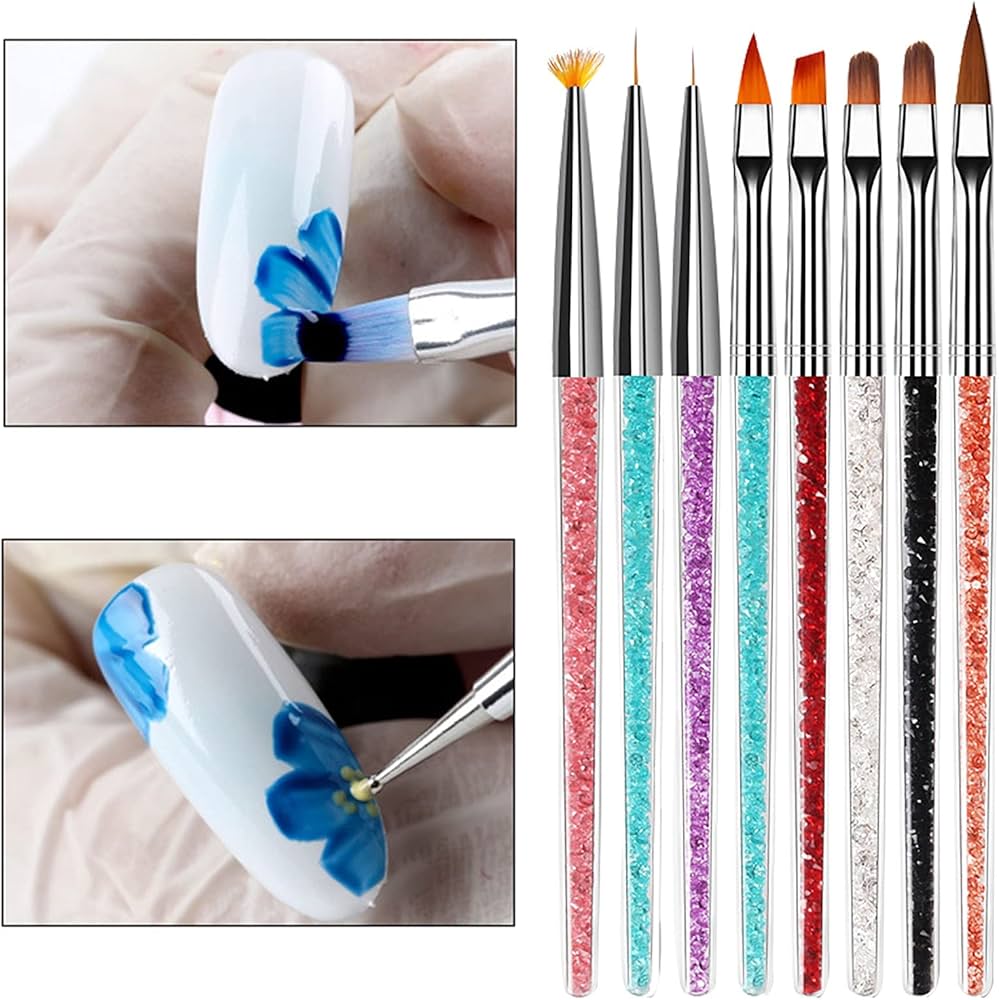 Vibrant Colourful Nail Brush 7pc Set - Precision and Style for Flawless Nail Art!