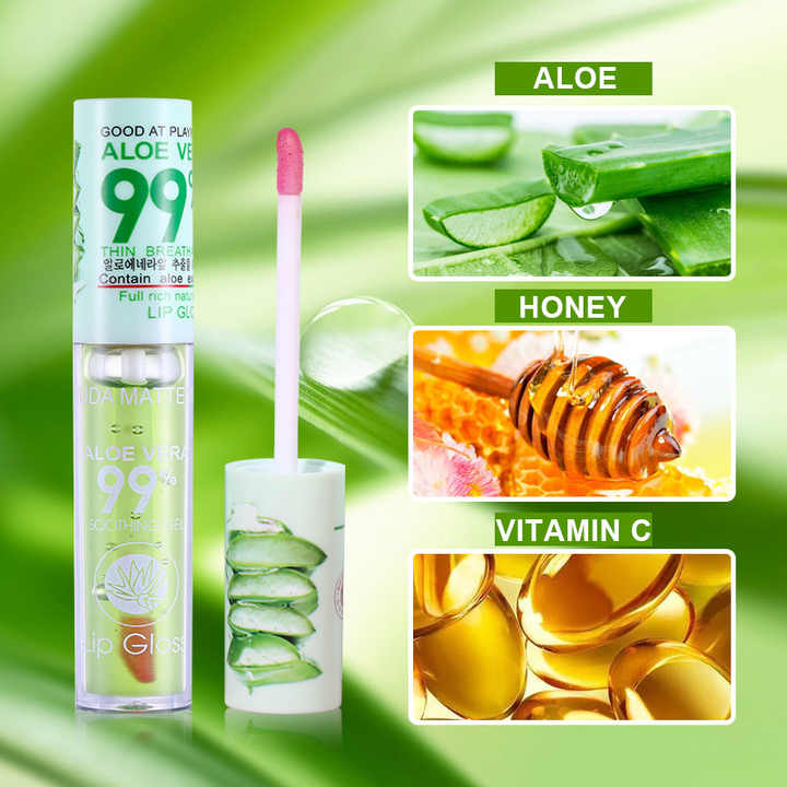 Aloe Vera 99% Hydrating Lip Gloss – Soothing & Nourishing Formula