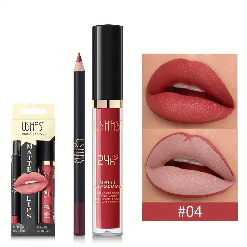 Ushas Matte Lip Stick and Lip Pencil Set