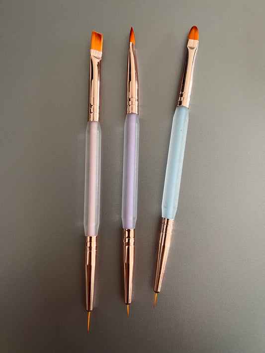 Wendy Beauty 3pc Nail Art Brush Set – Professional Nail Design Tools