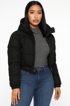 Cropped Puffer Jacket with Hood – Winter Street Style