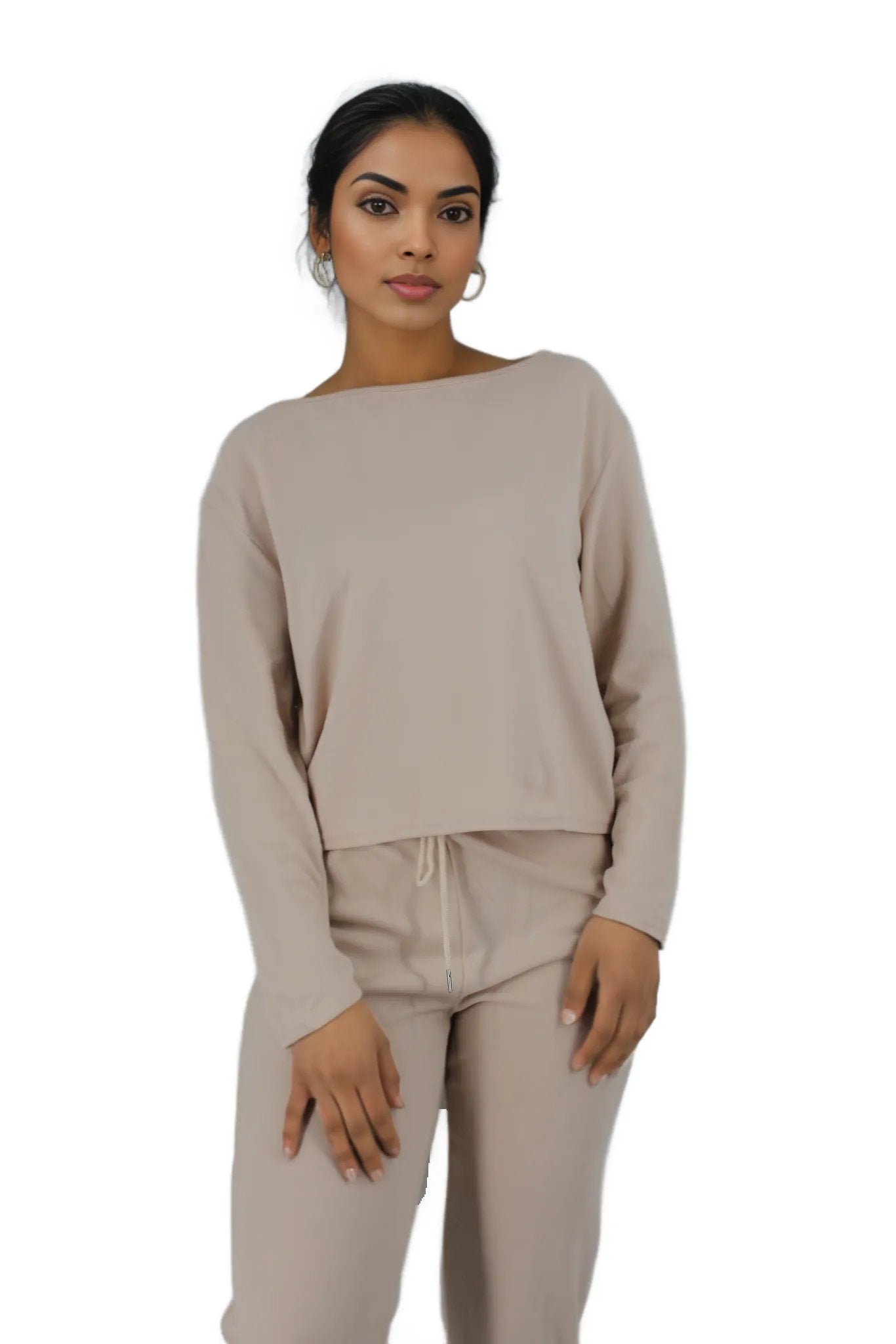 2PC Regular Sleeve Crop Top and Sweatpants Loungwear Set XD21