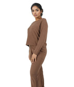 2PC Regular Sleeve Crop Top and Sweatpants Loungwear Set XD21
