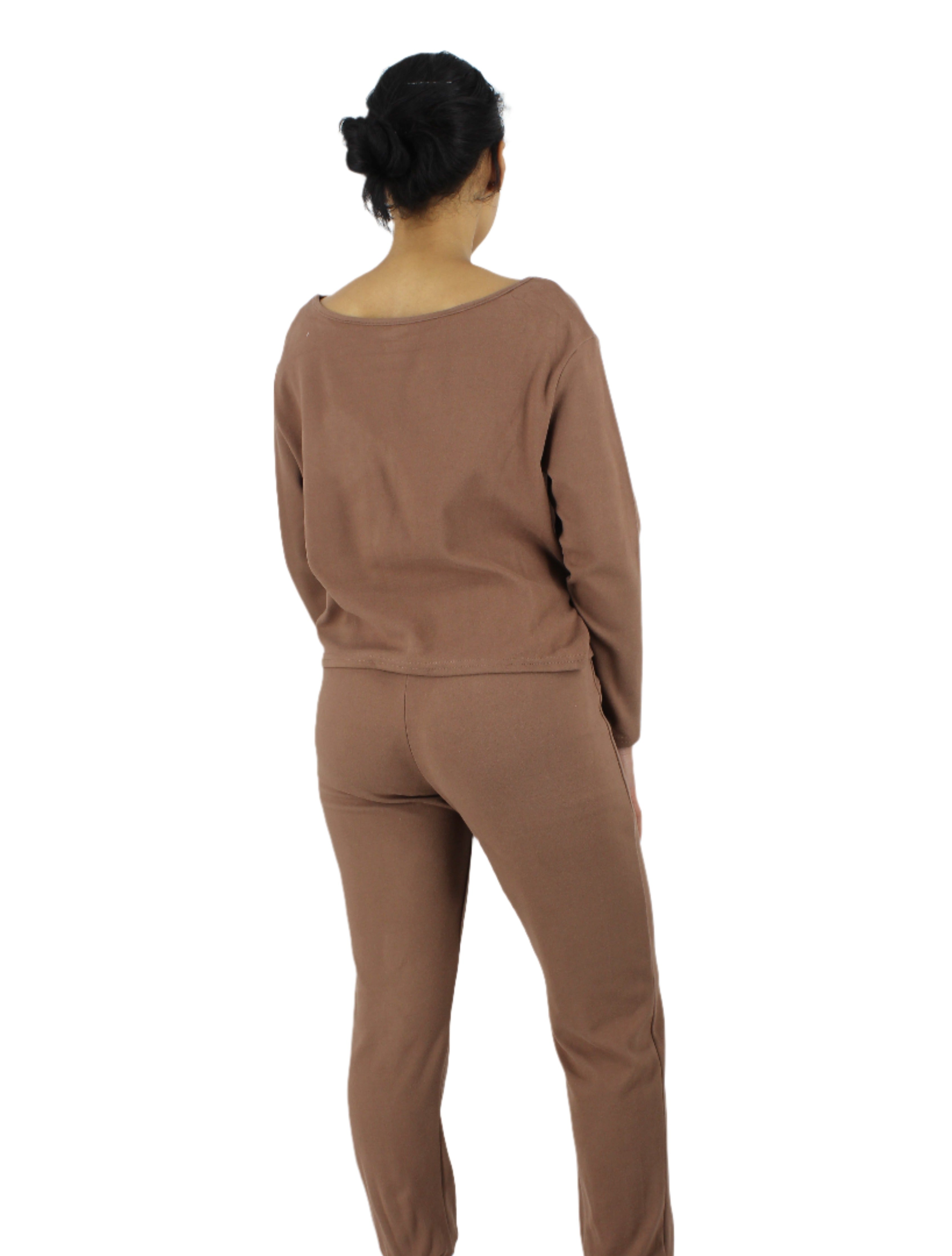 2PC Regular Sleeve Crop Top and Sweatpants Loungwear Set XD21