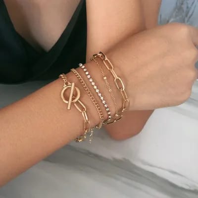 2pc Layered Crystal Chain Bracelet XD21