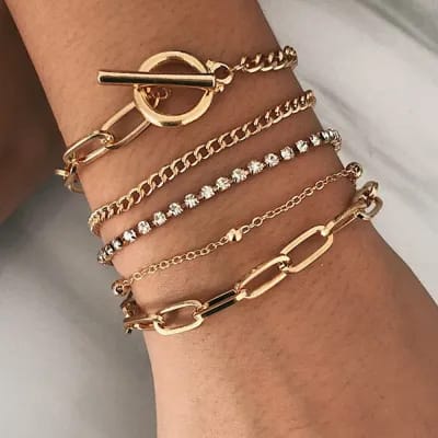 2pc Layered Crystal Chain Bracelet XD21