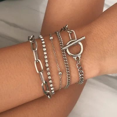 2pc Layered Crystal Chain Bracelet XD21