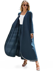 2pcs Contrast Binding Coat & Wide Leg Pants XD21