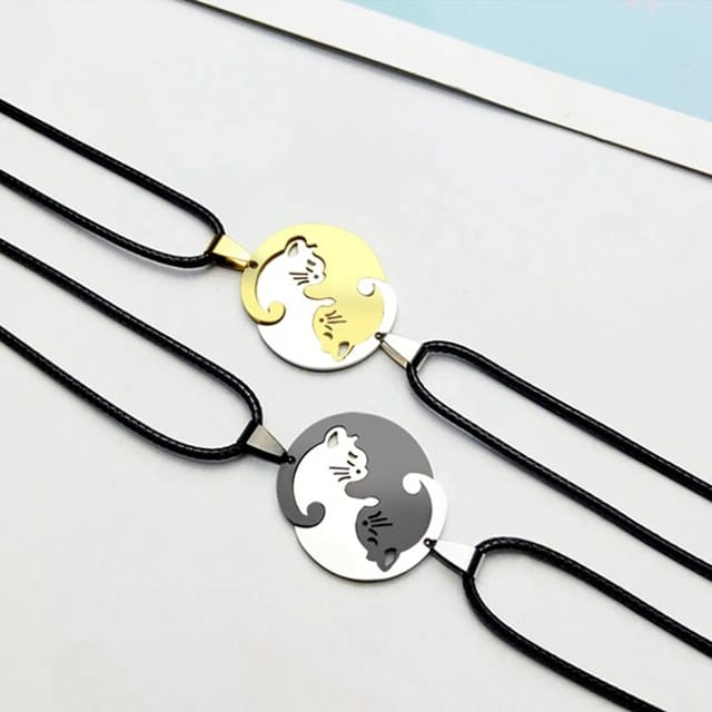 2pcs/set Stainless Steel Best Friends Necklace XD21