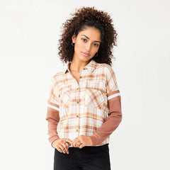 Flannel Plaid Strip Short Shirt