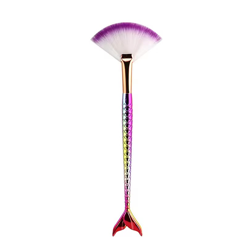 Mermaid Handle Fan Brush – 1pc (Random Colour)