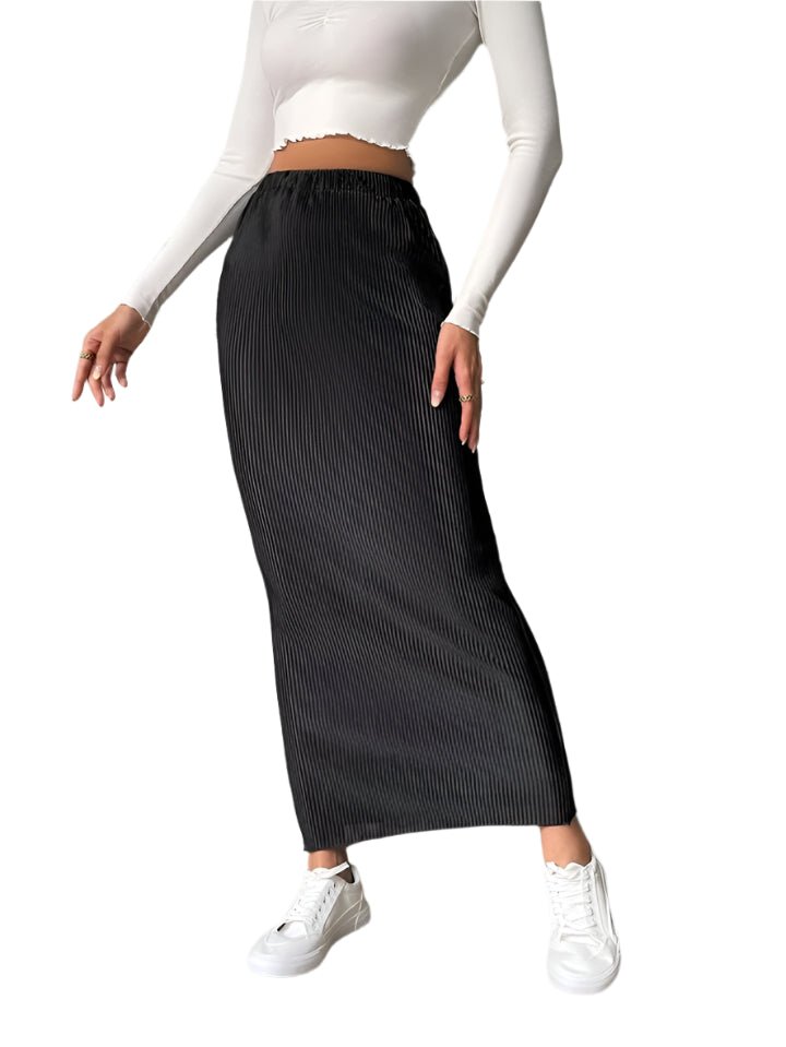 Elegant Pleated Velvet Maxi Skirt – Stylish & Comfortable