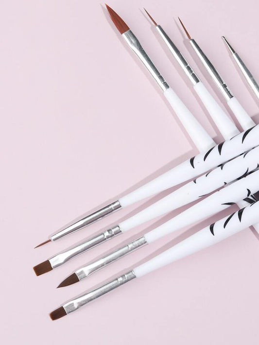 White Handle Nail Art Brush Set – 7pcs Detail Painting Tools