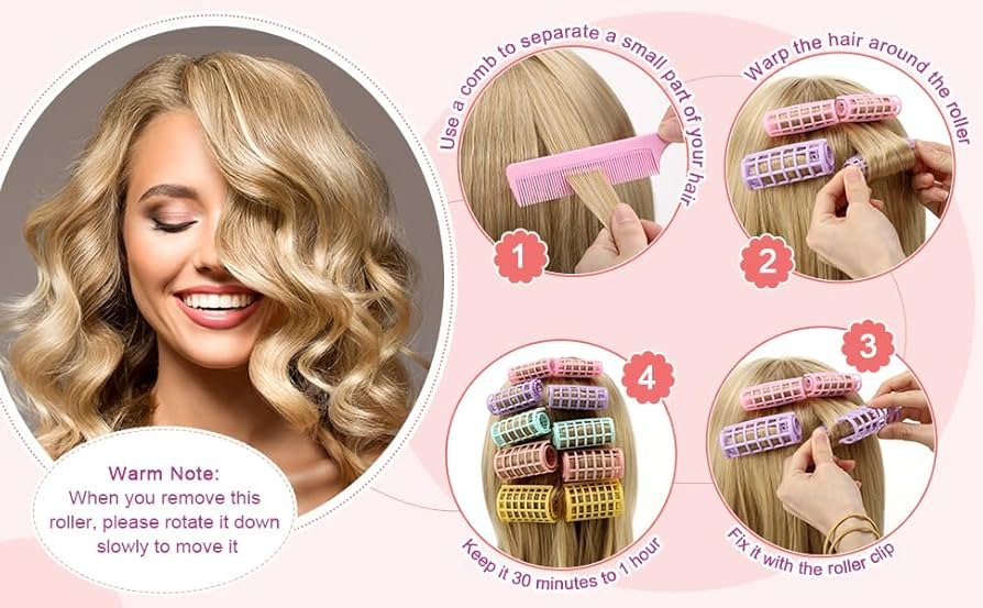 4pcs Plastic Snap-On Hair Rollers Curlers 