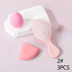 Sweet Beauty 3pc Set – Hairbrush, Makeup Sponge & Powder Puff Random Shape And Colour