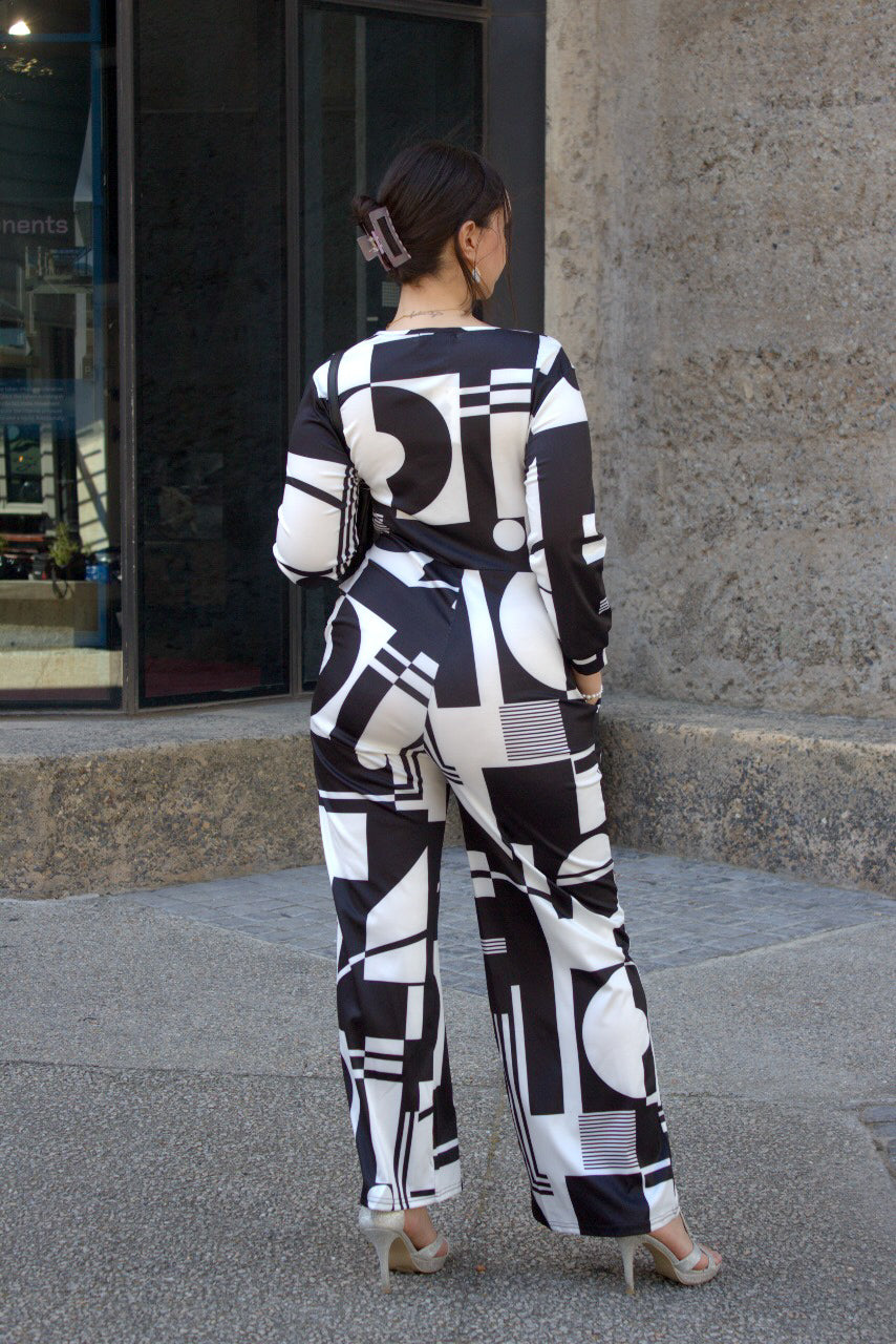 Abstract Print Pants Jumpsuit