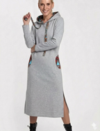Women’s Minimal Hooded Midi Dress – Clean Line Side Split Relaxed Fit Outfit