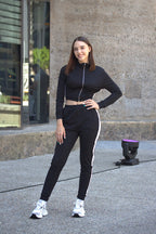 Stripe Two Piece Pants Crop Top Set