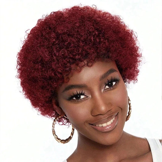 Short curly afro wigs fluffy