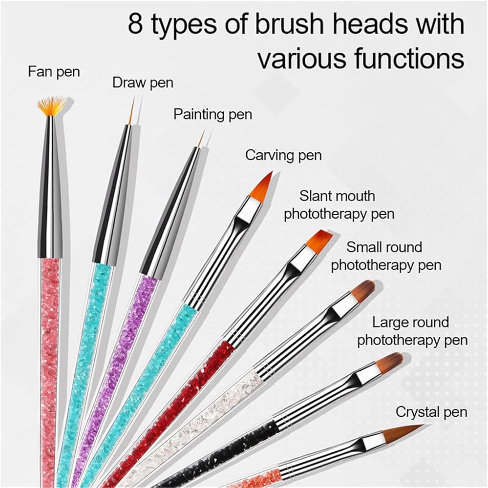 Vibrant Colourful Nail Brush 7pc Set - Precision and Style for Flawless Nail Art!