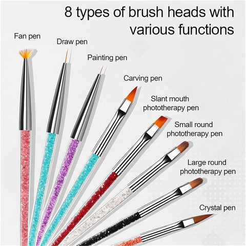 Vibrant Colourful Nail Brush 7pc Set - Precision and Style for Flawless Nail Art!