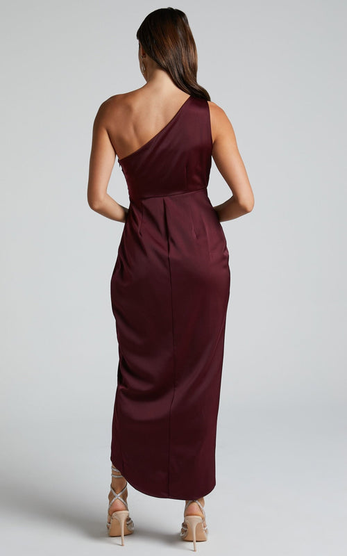 One Shoulder Dress Satin Bodycon Dress
