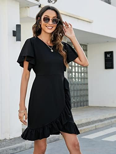 Ruffles Mini High Waist Strap Wrap Dress