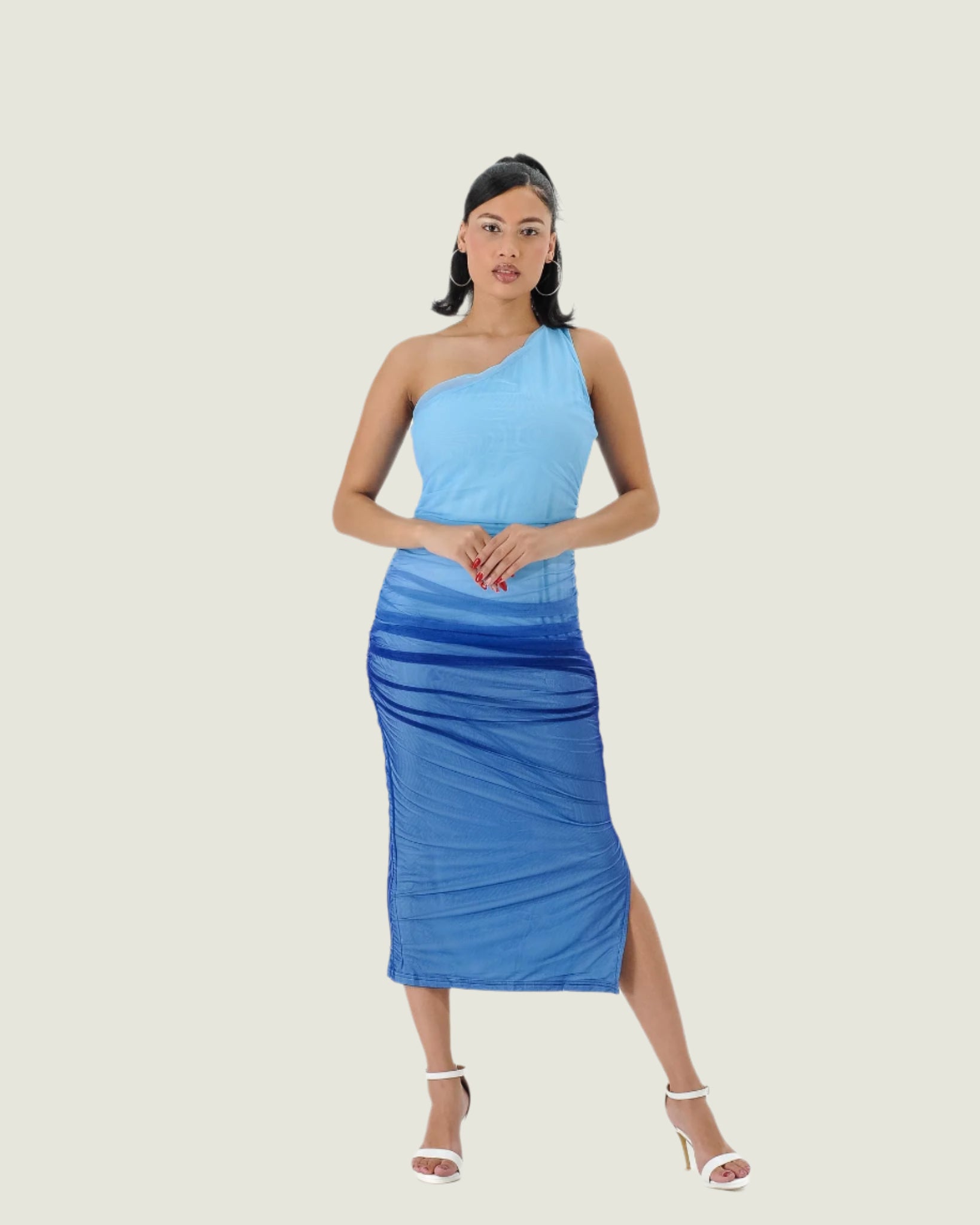 Elegant One-Shoulder Ombre Bodycon Dress – Stunning Evening & Cocktail Dress