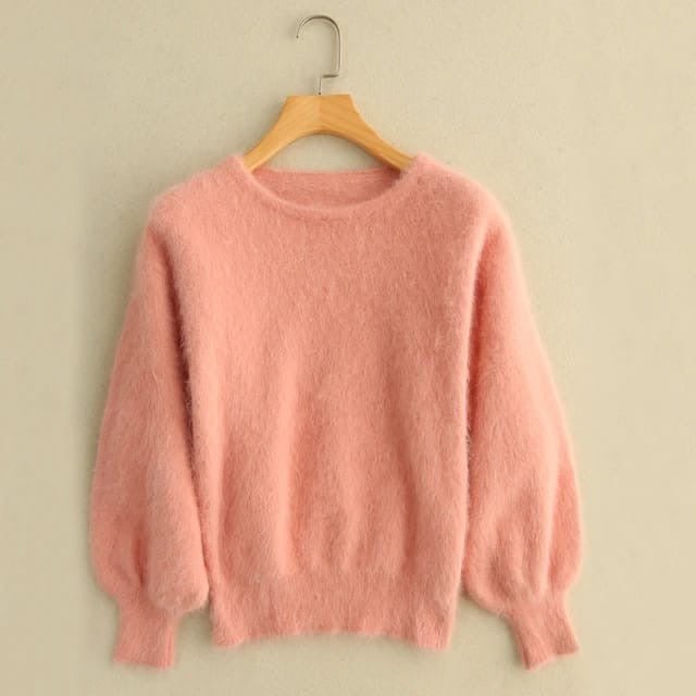 Stylish Bishop Sleeve Wooly Jersey Sweater – Cozy & Chic Look