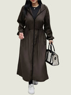Long Hooded Windbreaker Coat Curve –  Lightweight Jacket