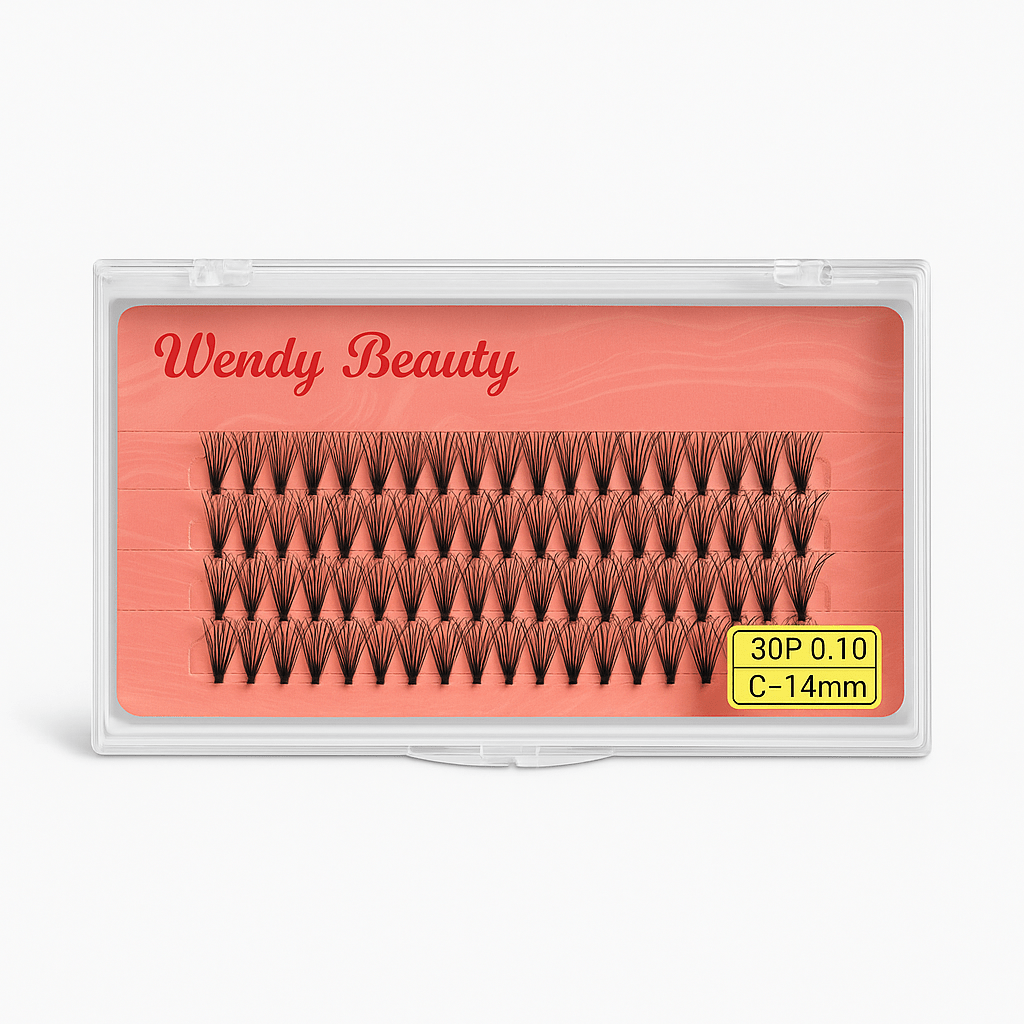 Wendy Beauty 30P C-Curl Lash Extensions – 14mm (0.10 Thickness)