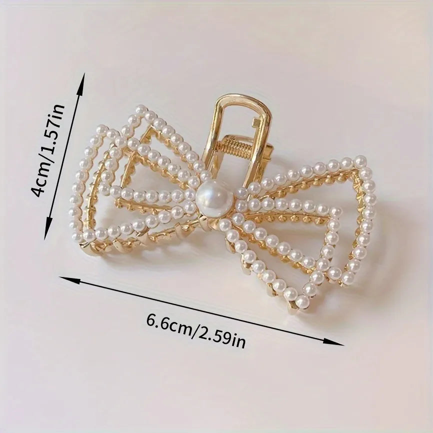 Bow Pearl Gold Hair Grip - Elegant & Stylish Hair Accessory