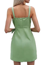 Green Chain Strap Wrap Short Summer Dress