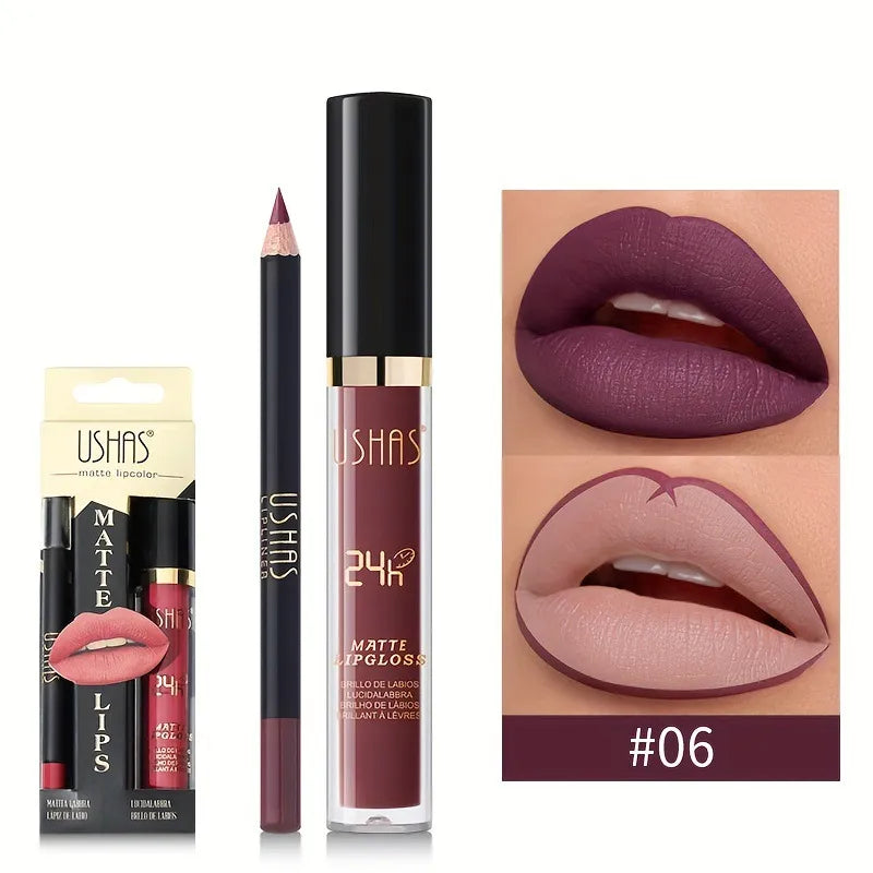 Ushas Matte Lip Stick and Lip Pencil Set