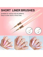 Precision Liner Nail Art Brush – 5pc Pink Handle Set
