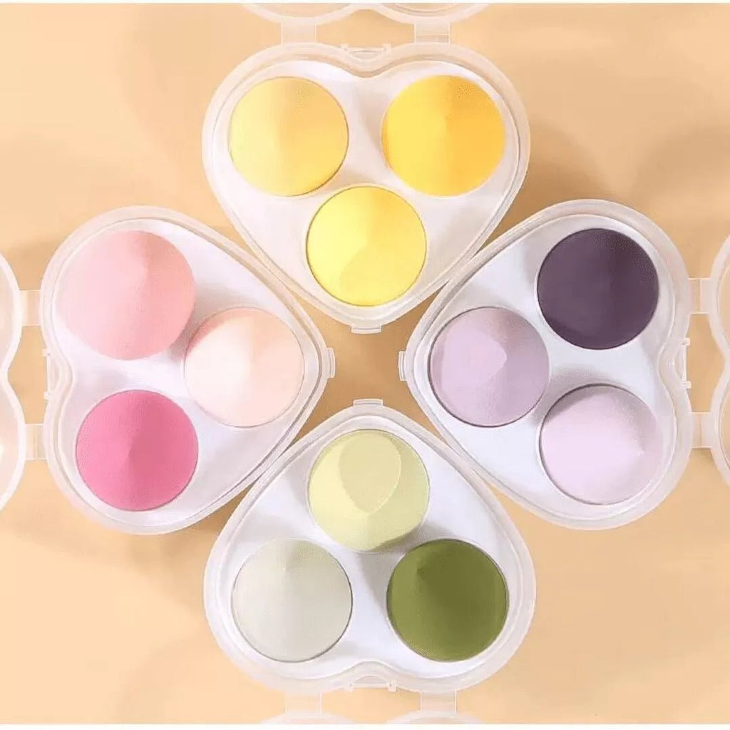 Heart-Shaped Makeup Sponge Set – 3-Piece Beauty Blender Set