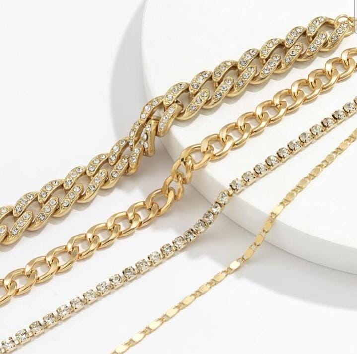 4pc Rhinestone Layered Bracelet XD21