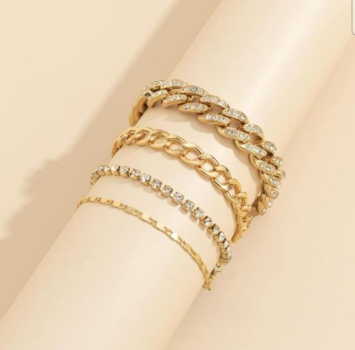 4pc Rhinestone Layered Bracelet XD21